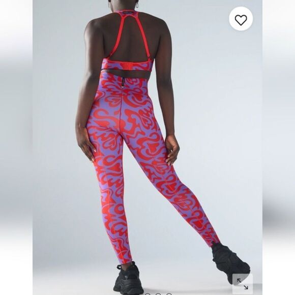 SAVAGE X FENTY Hotline High Waist Leggings M Heart Abstract Print Gym Dopamine - Picture 6 of 13